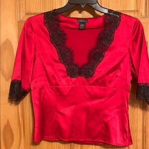 Women’s Moda International Sold by Victorias Secret Silk Spandex Top Red Size L
